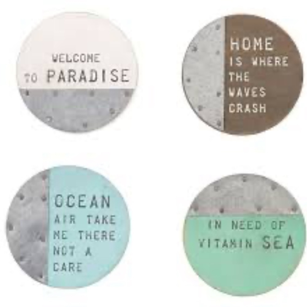 Mud Pie Beach Coastal Wood Coasters
